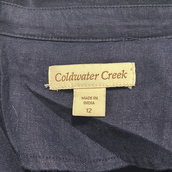 Size 12 women’s Coldwater Creek navy linen top - Picture 2 of 10